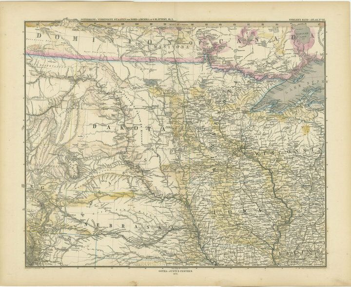 Set Of Two Antique Maps Of The Region Of Oregon, Idaho, Wyoming, Nebraska & Iowa photo for sale