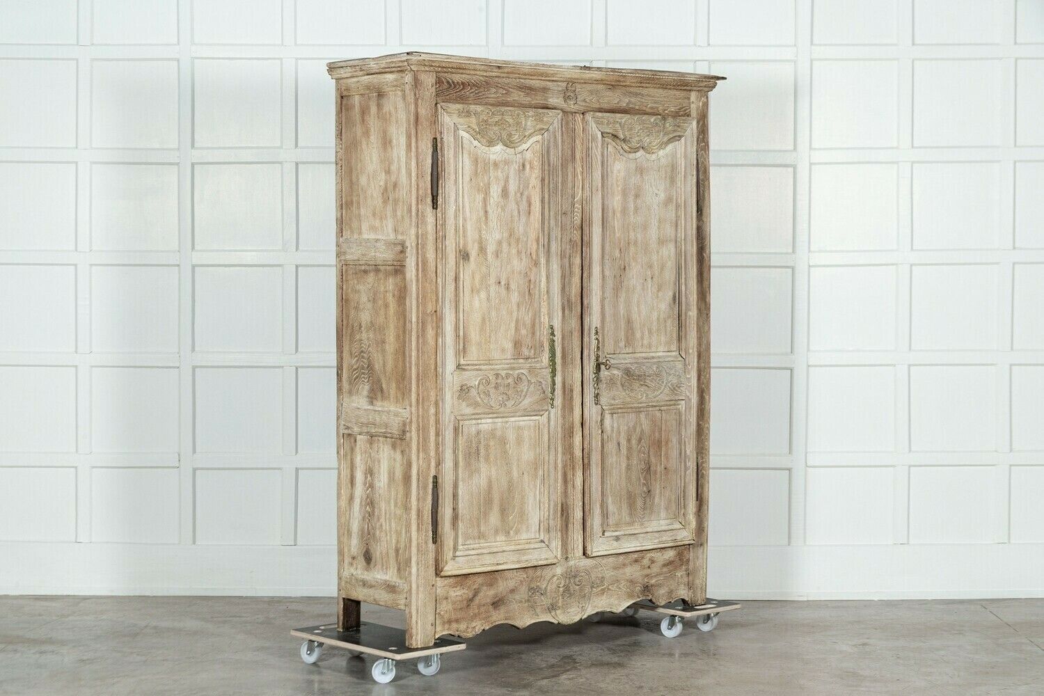 Large 19thc French Provincial Bleached Oak Armoire photo for sale