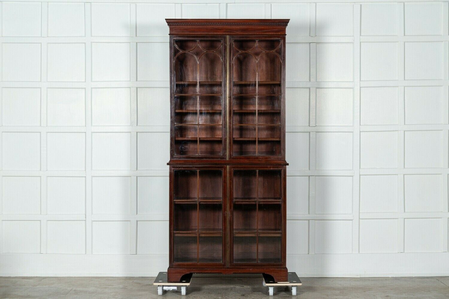George III 18thc Mahogany Glazed Twin Library Bookcase Cabinet photo furniture