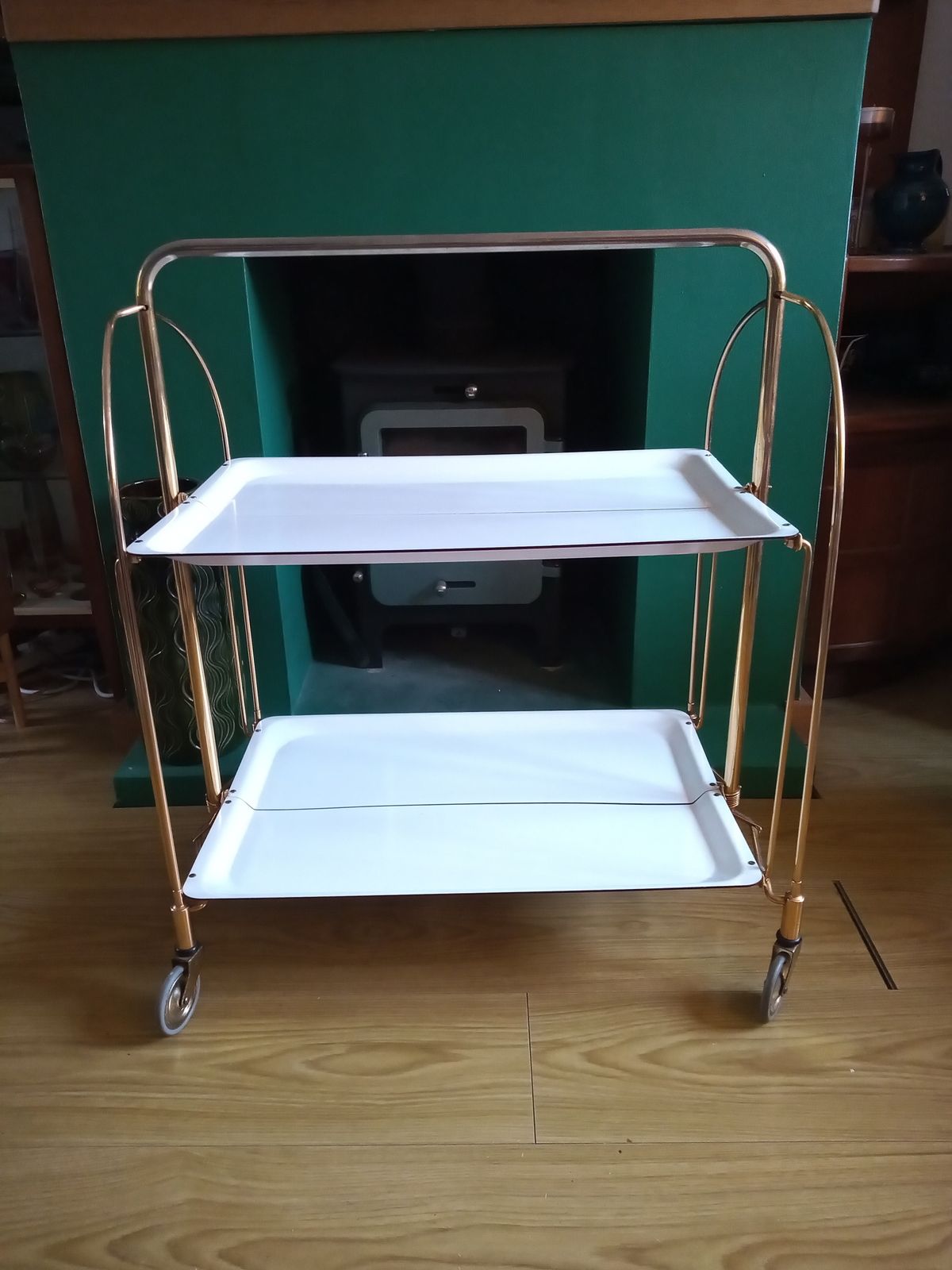1960s Dinett German Folding Brass Drinks Trolley By Gerlinol photo vintage