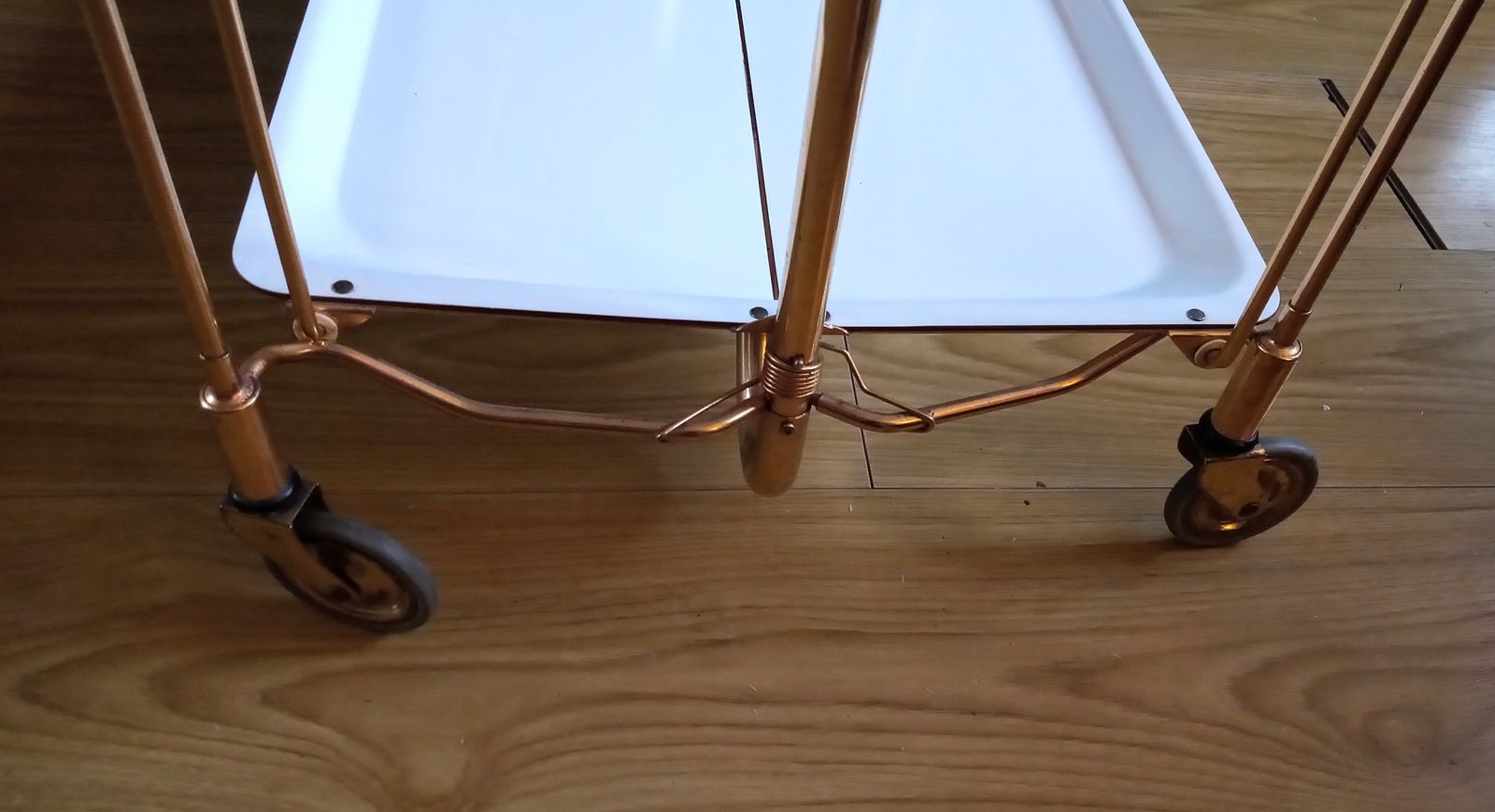 Furniture 1960s Dinett German Folding Brass Drinks Trolley By Gerlinol photo