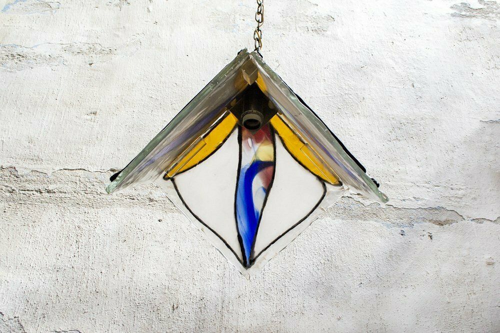 Plafondlamp Van Gekleurd Loodglas En Siliconen, Italië, Jaren 1970 photo vinterior