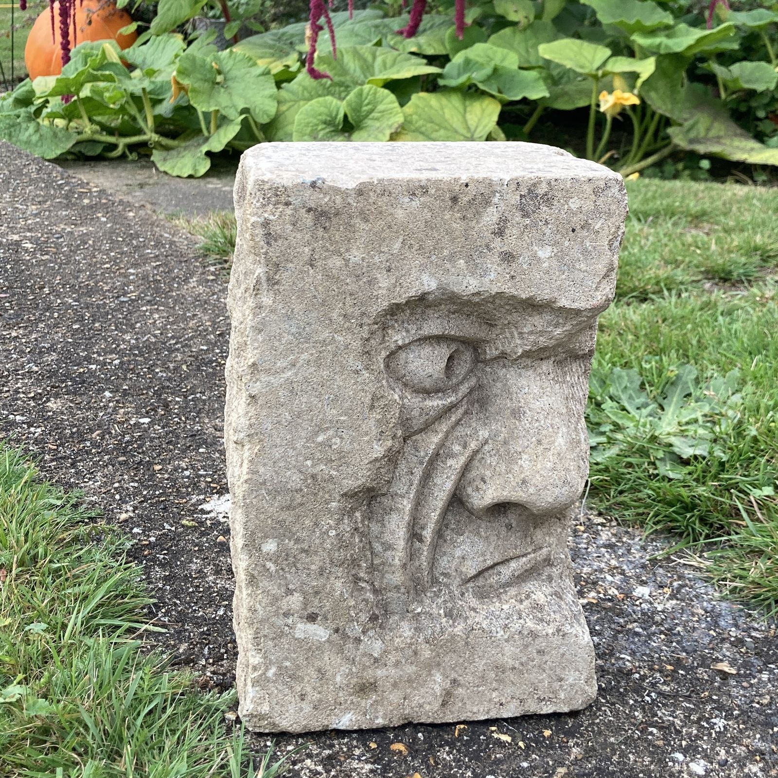 Well Carved Stone Face, Circa 1940 photo for sale