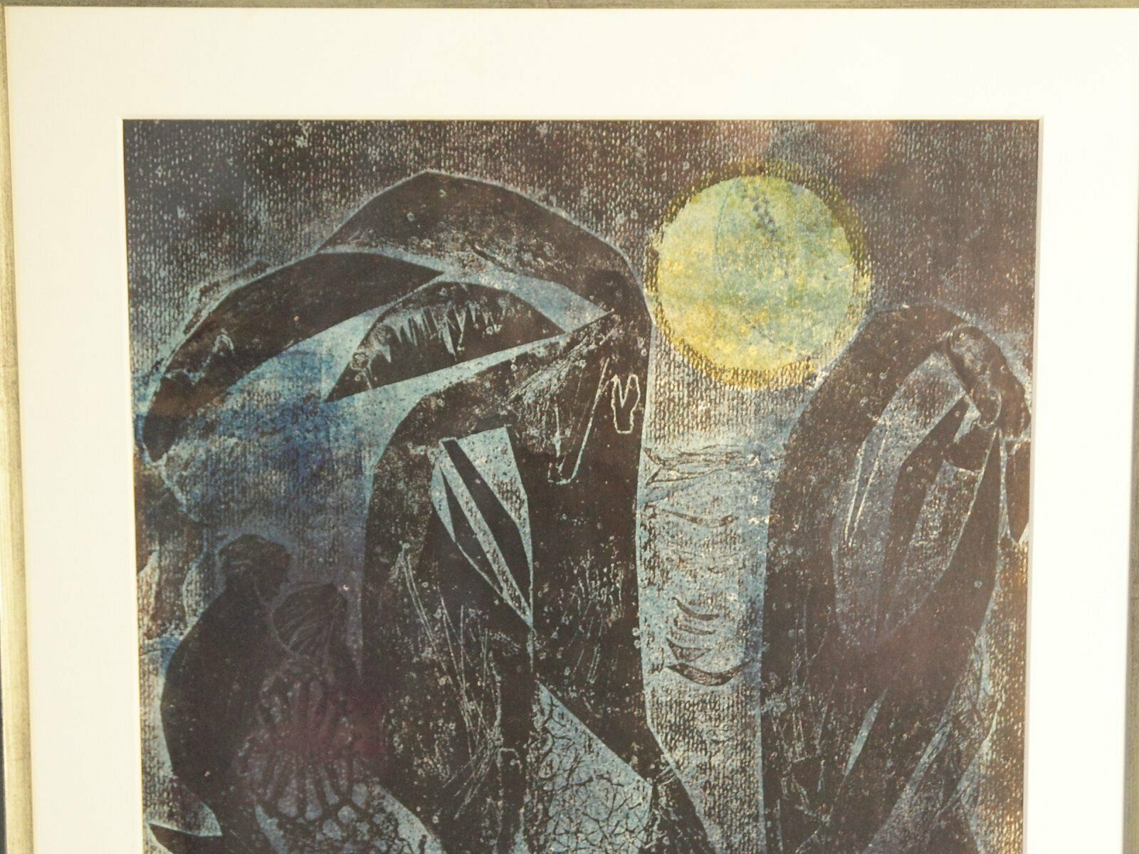 Frantisek Emler, Lovers In Moonlight, Oil On Paper, 1965, Framed photo for sale
