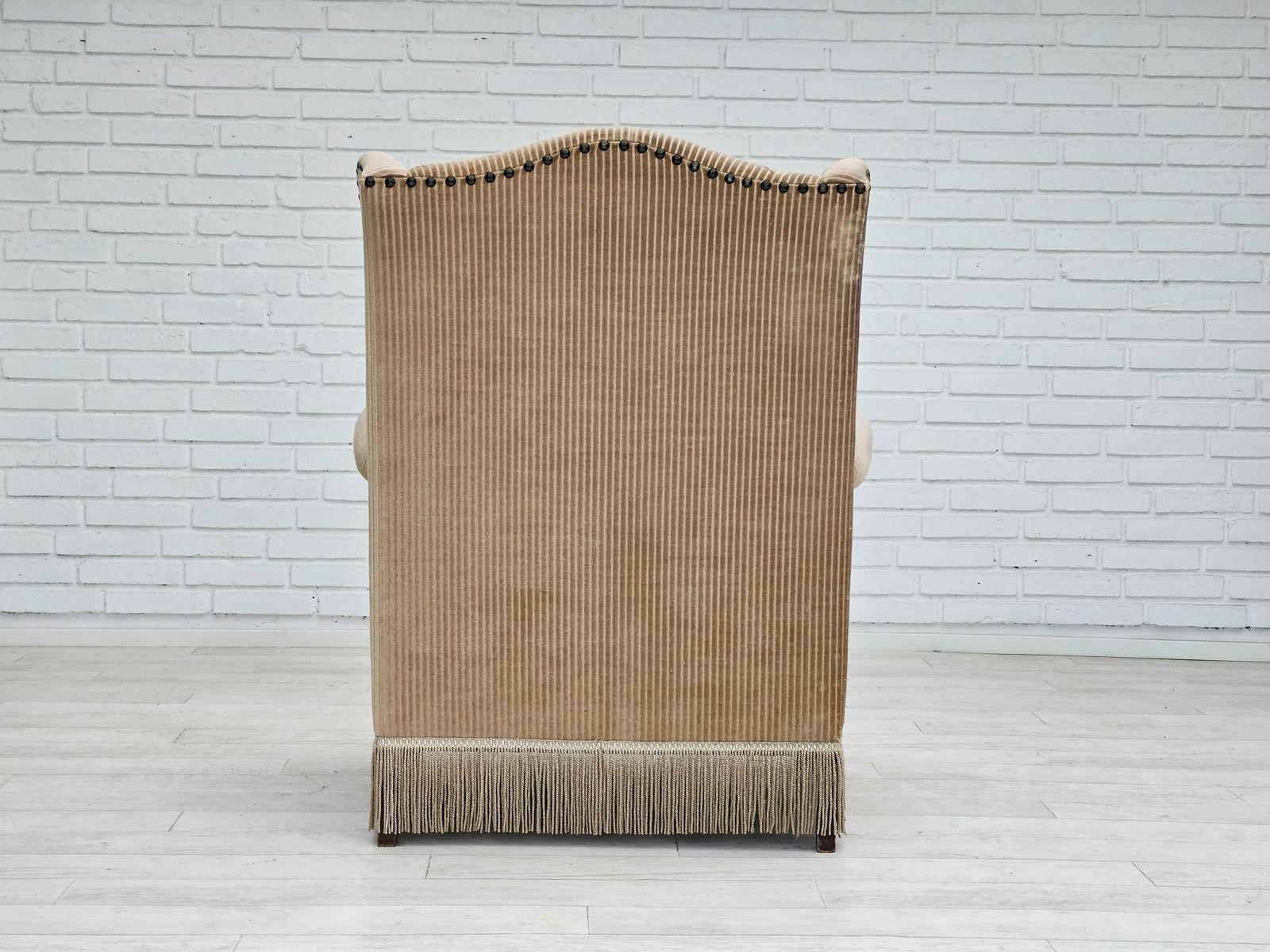 photo for sale 1970s, Danish Design, Armchair In Corduroy, Ash Wood, Original Condition.