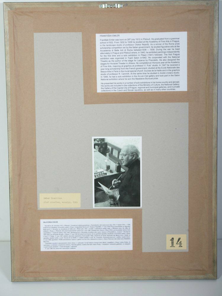 Frantisek Emler, Nude Woman In Front Mirror, 1964, Oil On Paper photo vintage