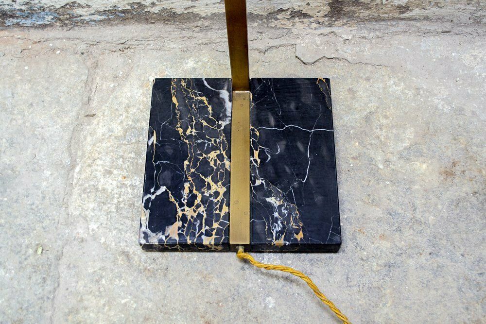 Messing, Marmer En Leren Lamp Van Trussardi Atelier, Jaren 2000 photo vinterior