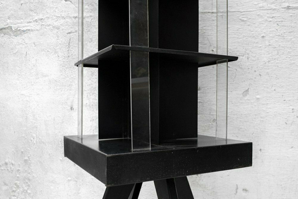 Iron Library And Acrylic Glass With Wheels, Italy, 1960s photo for sale