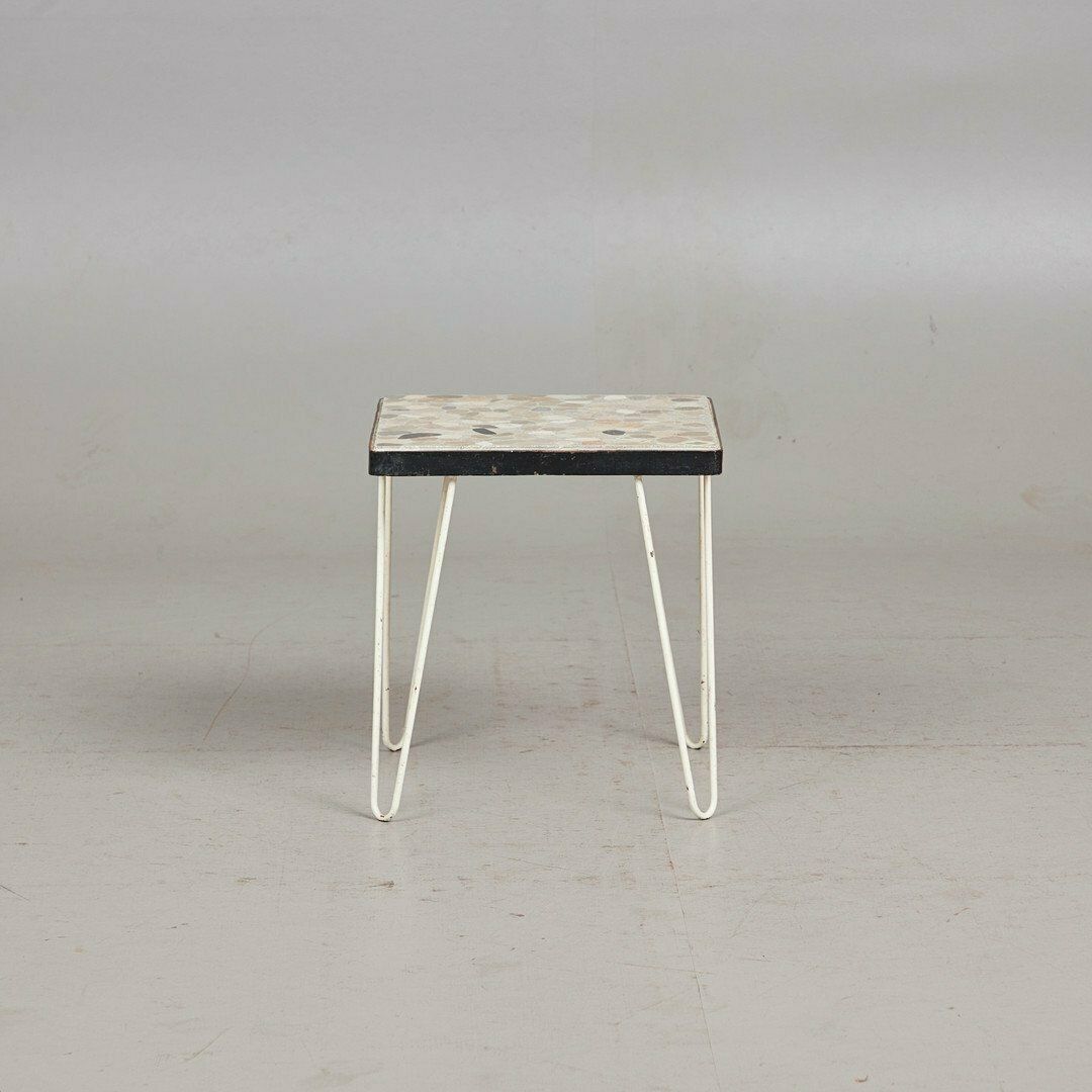 Mid Century Side Table With Mosaic Stone Inlay, 1960s photo for sale