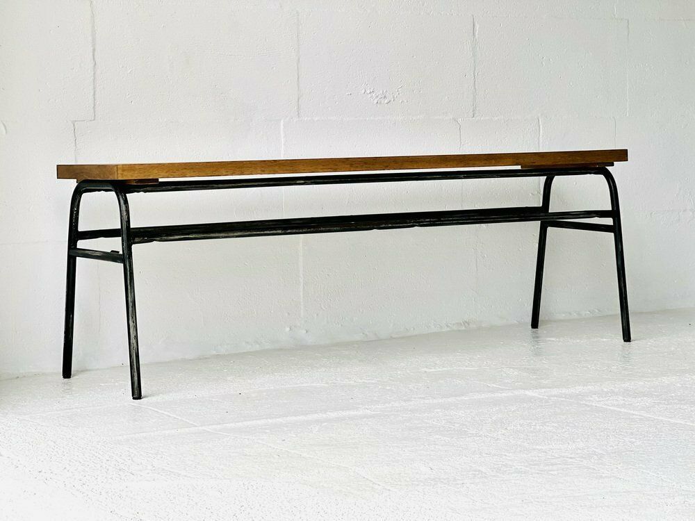 Industrial Bench In Metal & Spruce