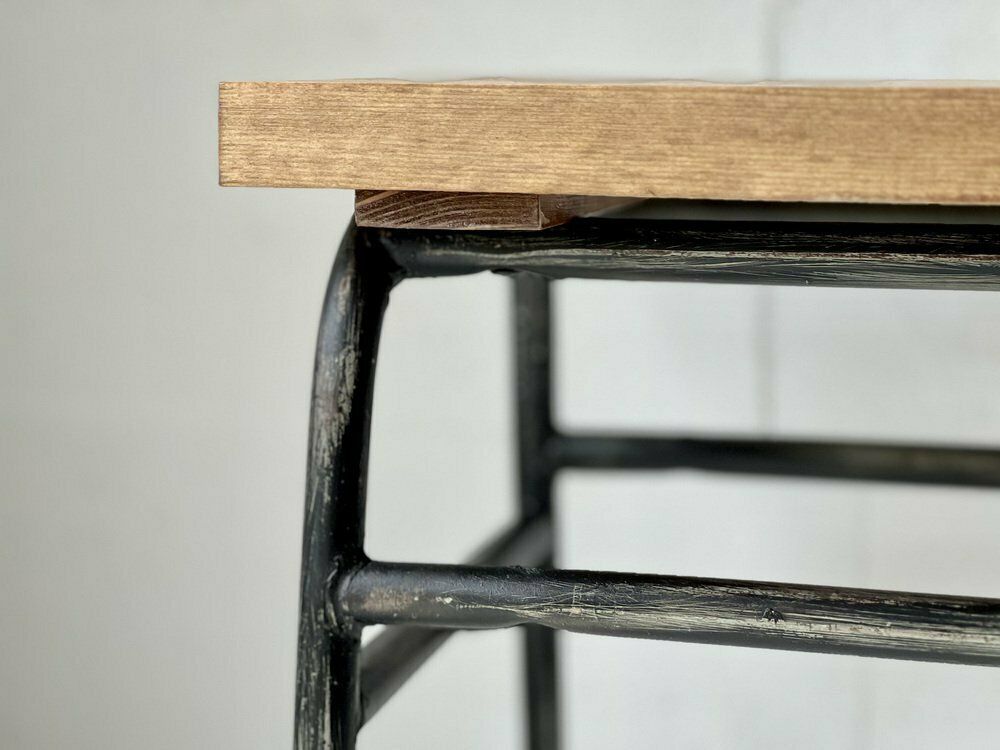 Industrial Bench In Metal & Spruce photo for sale