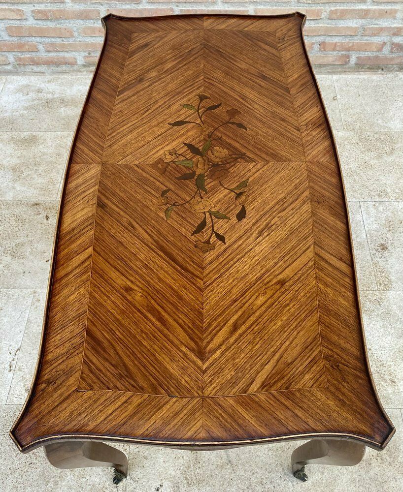 photo for sale French Marquetry Bronze Ormolu Mounted Center Or Coffee Table, 1920s