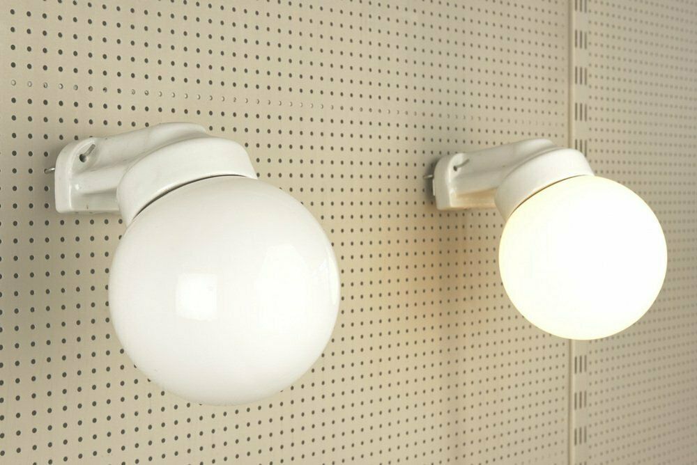 German Outdoor Wall Lamps In Porcelaine, 1935, Set Of 2 photo vinterior