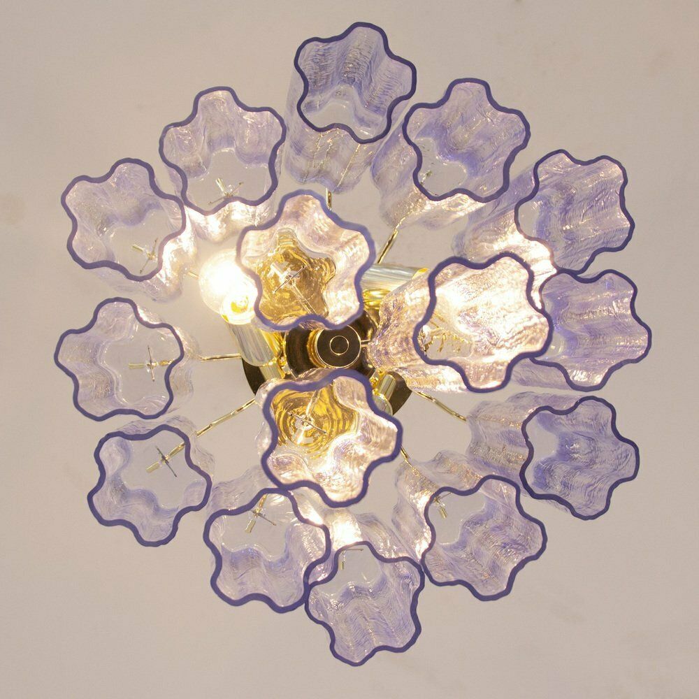 photo furniture Chandelier With Blue Purple Murano Glass Cylinders, Italy, 1990s