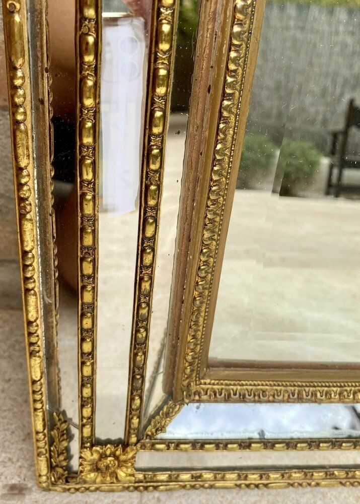 photo for sale French Directoire Gilded Carved Wood Wall Mirror, 1940s