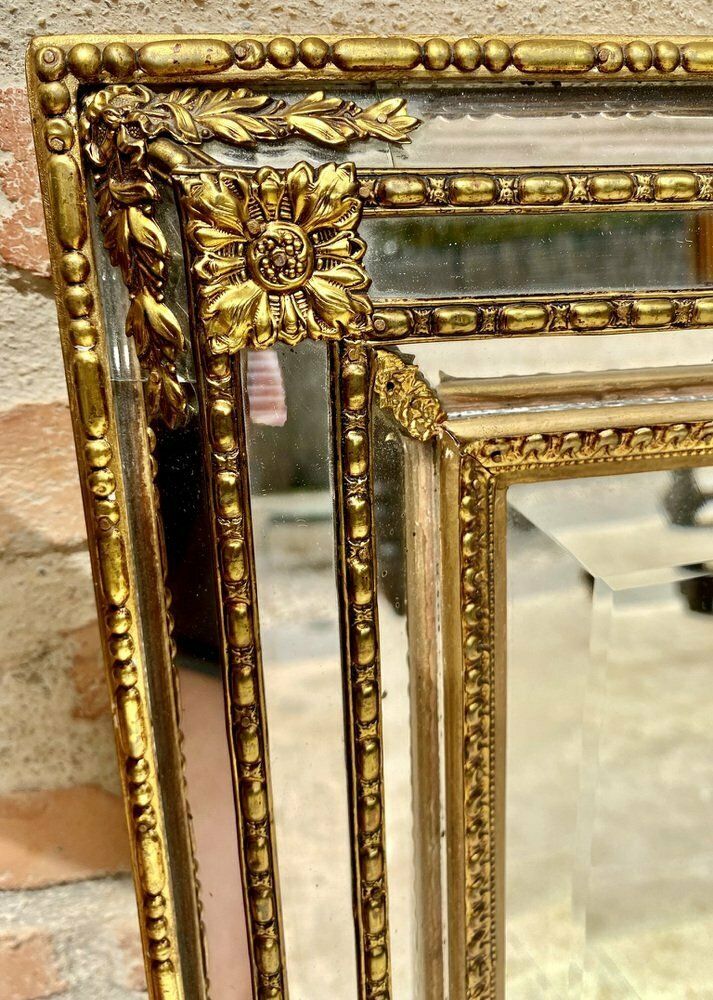 Home Decor French Directoire Gilded Carved Wood Wall Mirror, 1940s photo