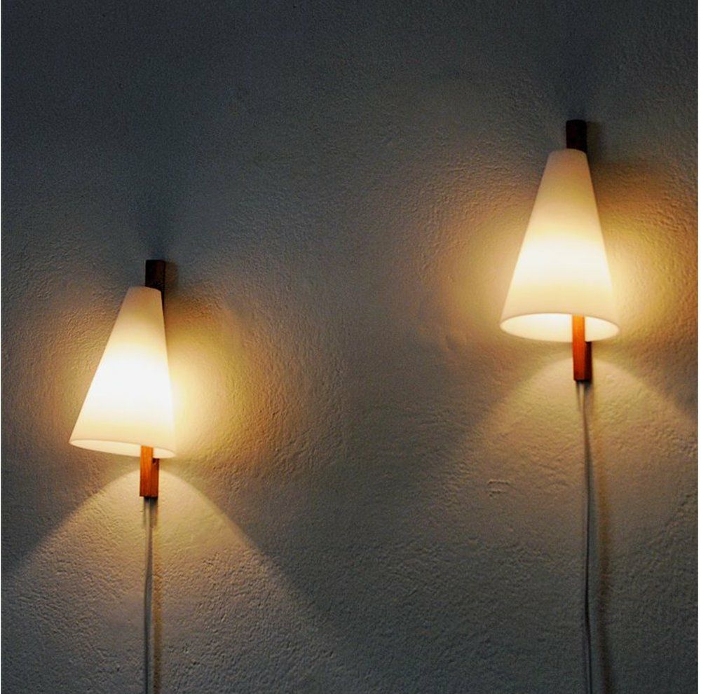 Teak And Acrylic Glass Wall Light By Hans Agne Jakobsson For Markaryd, 1950s photo buy