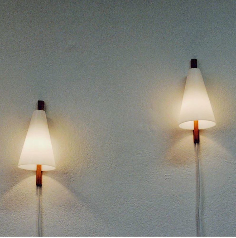 Teak And Acrylic Glass Wall Light By Hans Agne Jakobsson For Markaryd, 1950s photo vintage