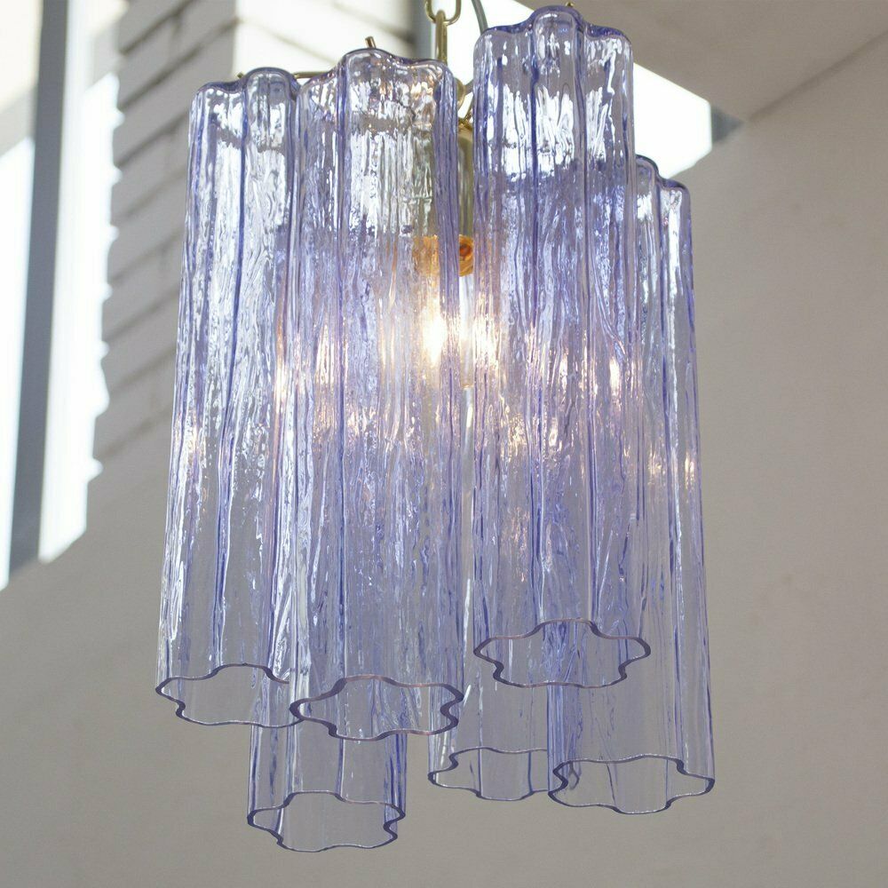 Tronchi Chandelier In Blue Purple Glass, Italy, 1990s photo vinterior