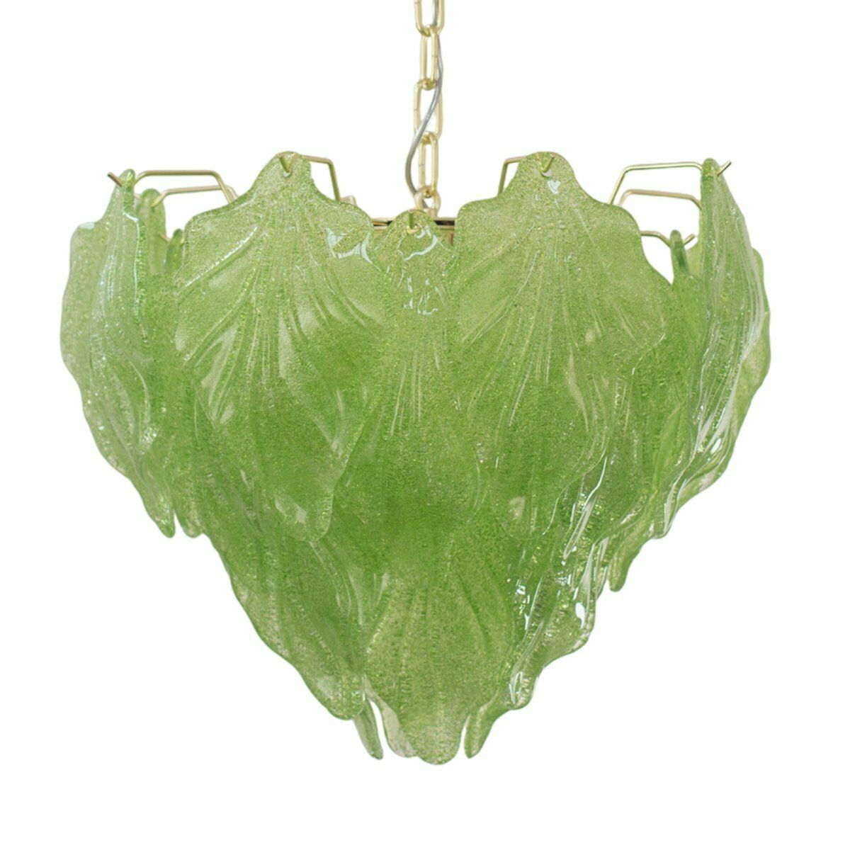 Suspension Chandelier In Murano Glass Leaves In Green Colour, Italy, 1990s photo furniture