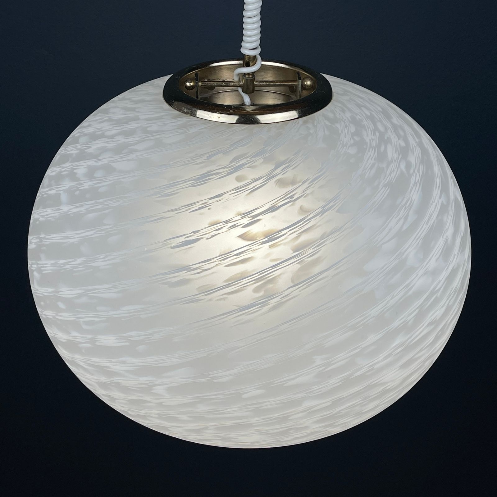 Large Swirl Murano Glass Pendant Lamp Vetri Murano Italy 1970s photo vintage
