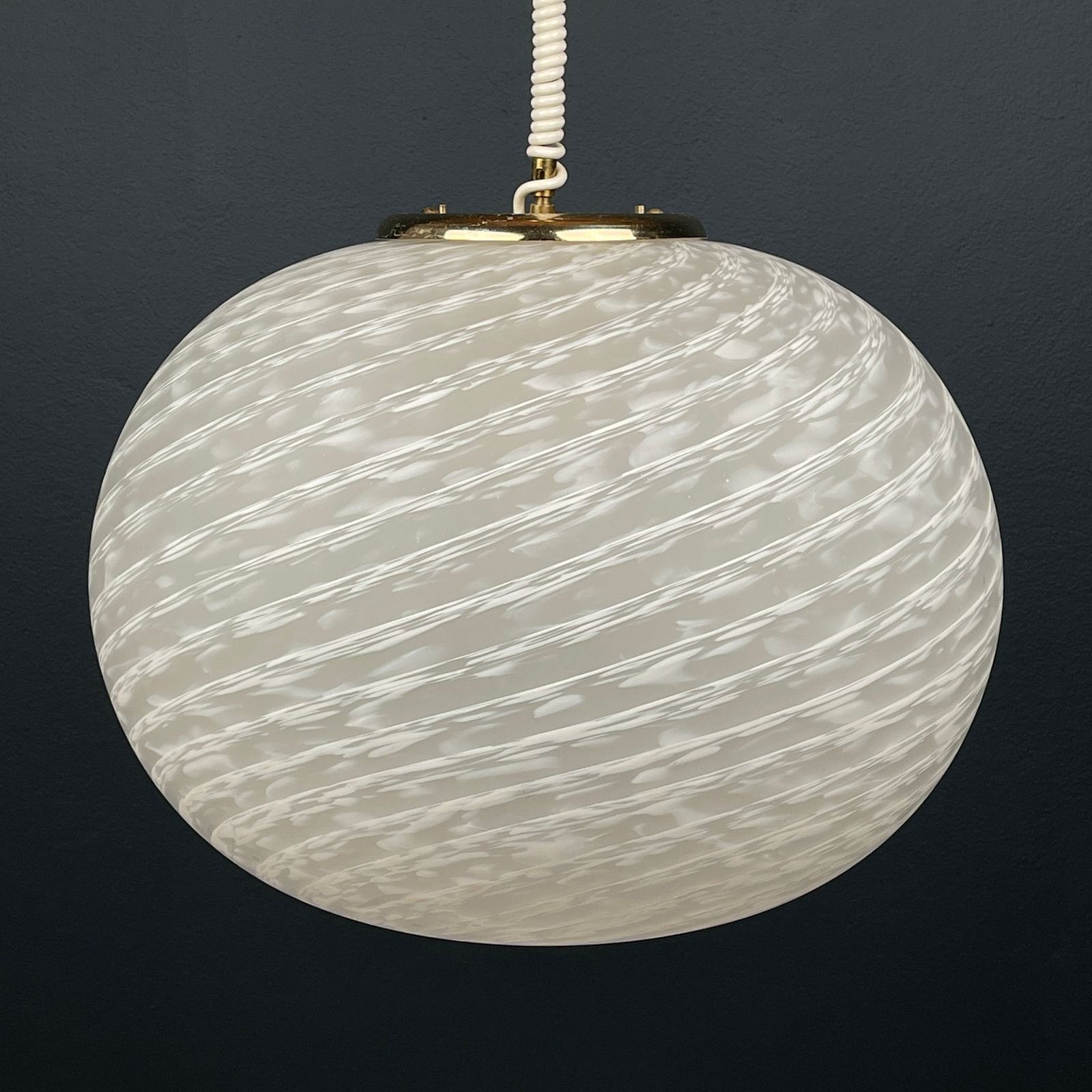 photo furniture Large Swirl Murano Glass Pendant Lamp Vetri Murano Italy 1970s