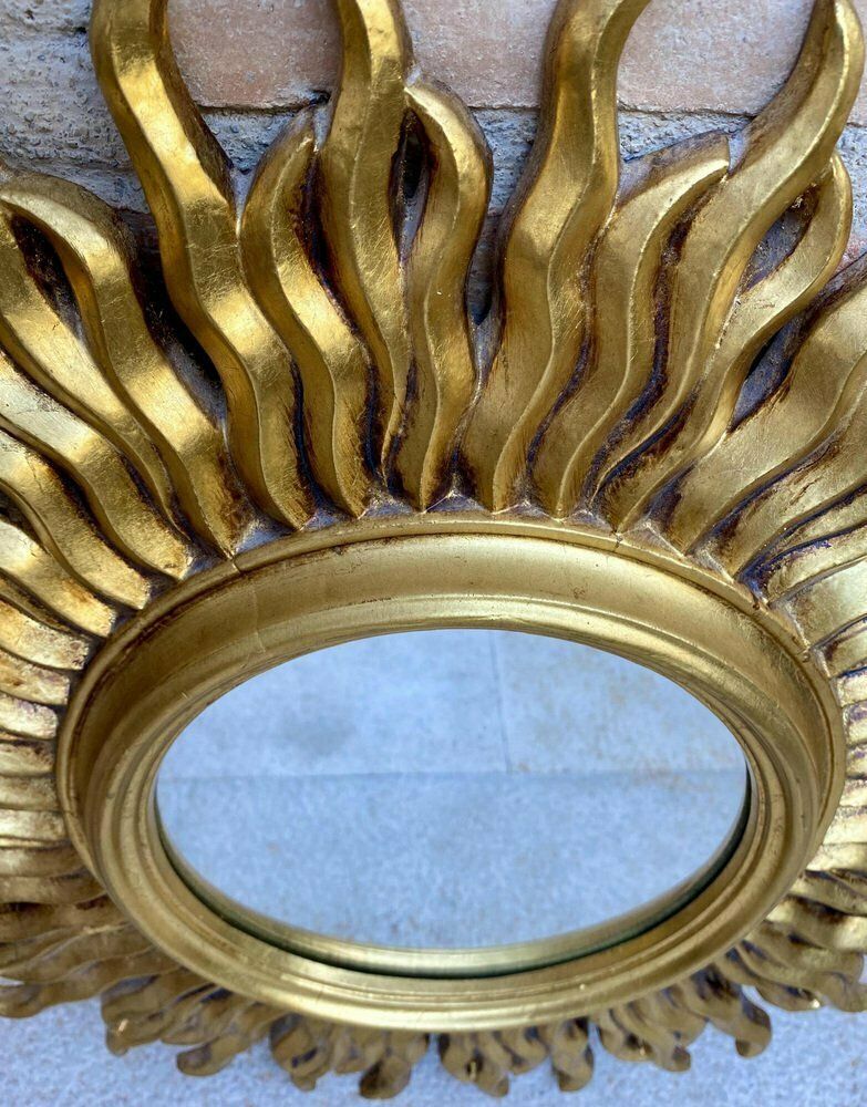 photo furniture Mid Century French Sunburst Mirror In Gold, 1950s