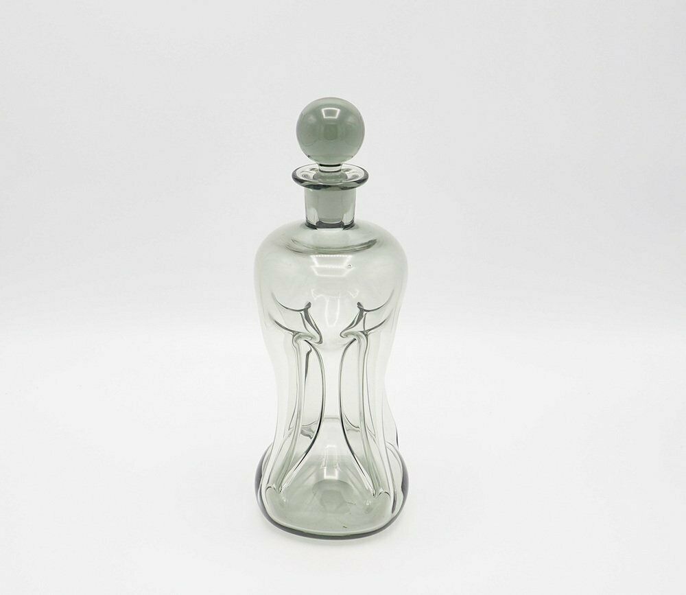 Decanter And Cordial Glasses In Grey Smoked Glass From Holmegaard Denmark, 1950s, Set Of 7 photo Home Decor