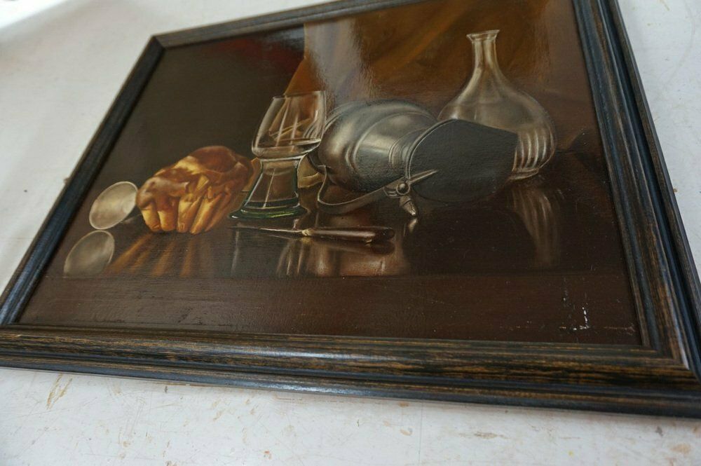 Belgian Artist, Still Lifes, 1984, Oil On Canvas Paintings, Framed, Set Of 3 photo for sale