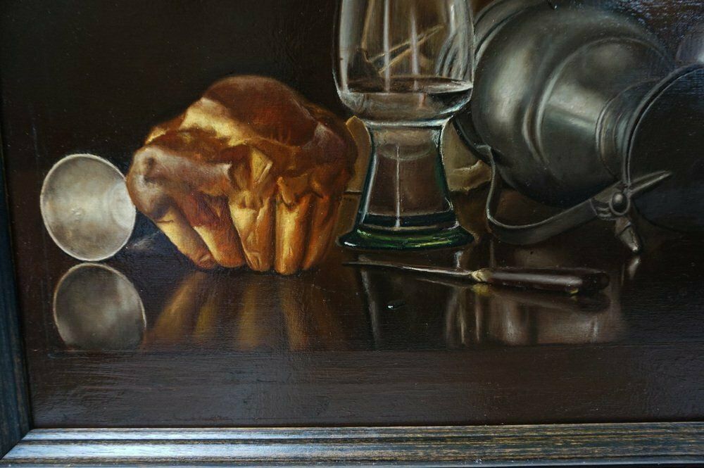 Belgian Artist, Still Lifes, 1984, Oil On Canvas Paintings, Framed, Set Of 3 photo Art
