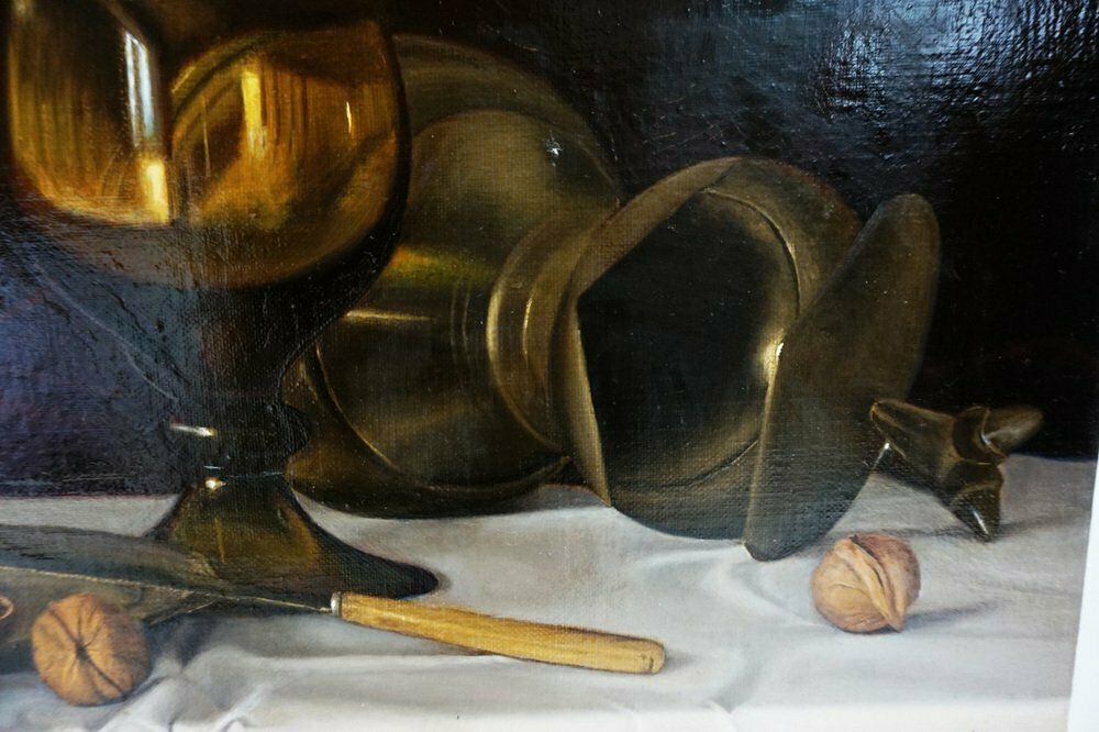 Art Belgian Artist, Still Life, 1983, Oil On Canvas Paintings, Set Of 3 photo