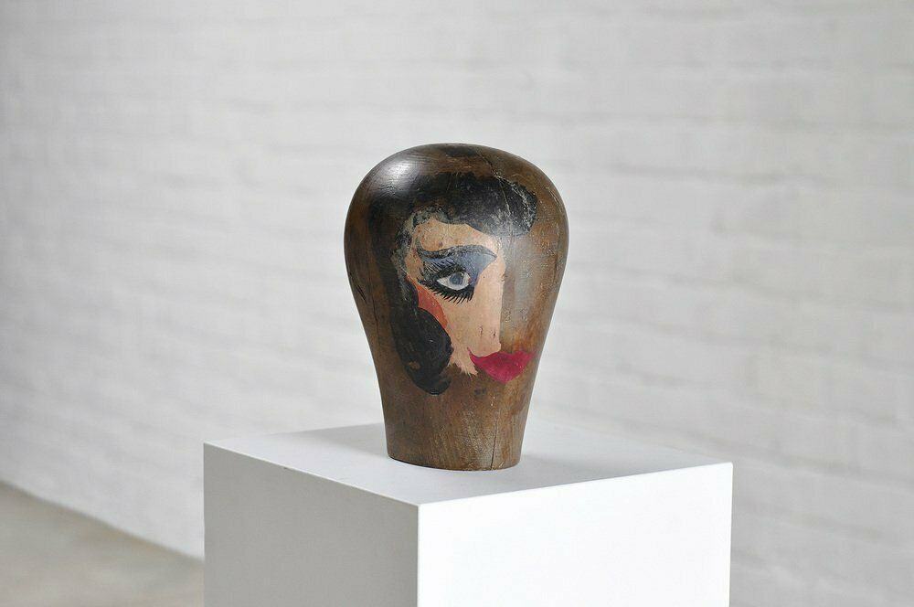 Surrealist Bauhaus Wooden Head Sculpture, 1920s photo for sale
