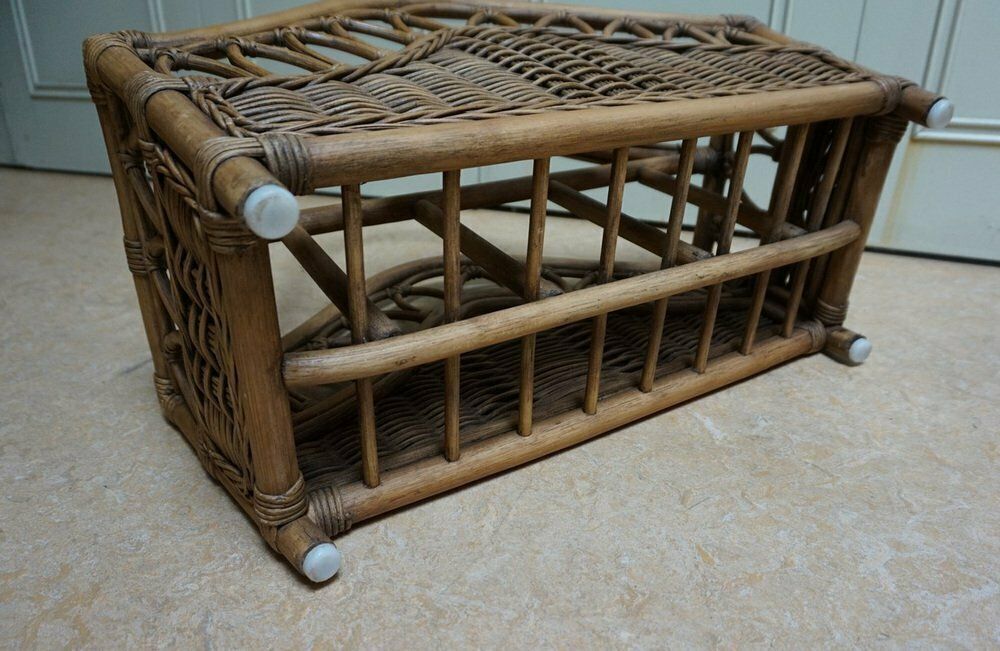 photo furniture Mid Century Italian French Riviera Bamboo & Rattan Magazine Rack, 1960s