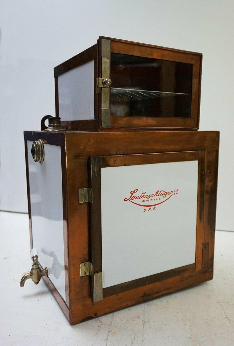 Antique Steampunk Copper And Ceramic Medical Sterilizer Cabinet, 1890s