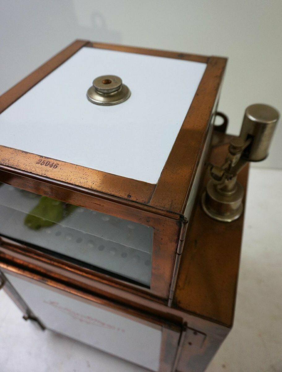 Antique Steampunk Copper And Ceramic Medical Sterilizer Cabinet, 1890s photo Furniture