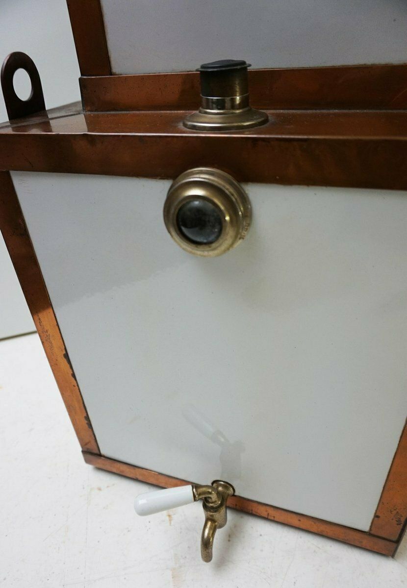 Antique Steampunk Copper And Ceramic Medical Sterilizer Cabinet, 1890s photo vintage