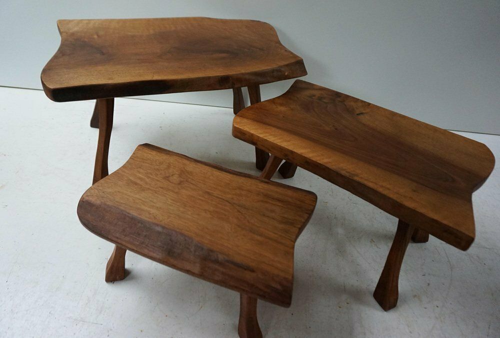 Brutalist Wabi Sabi Tree Trunk Nesting Tables, Holland, 1960s, Set Of 3 photo for sale