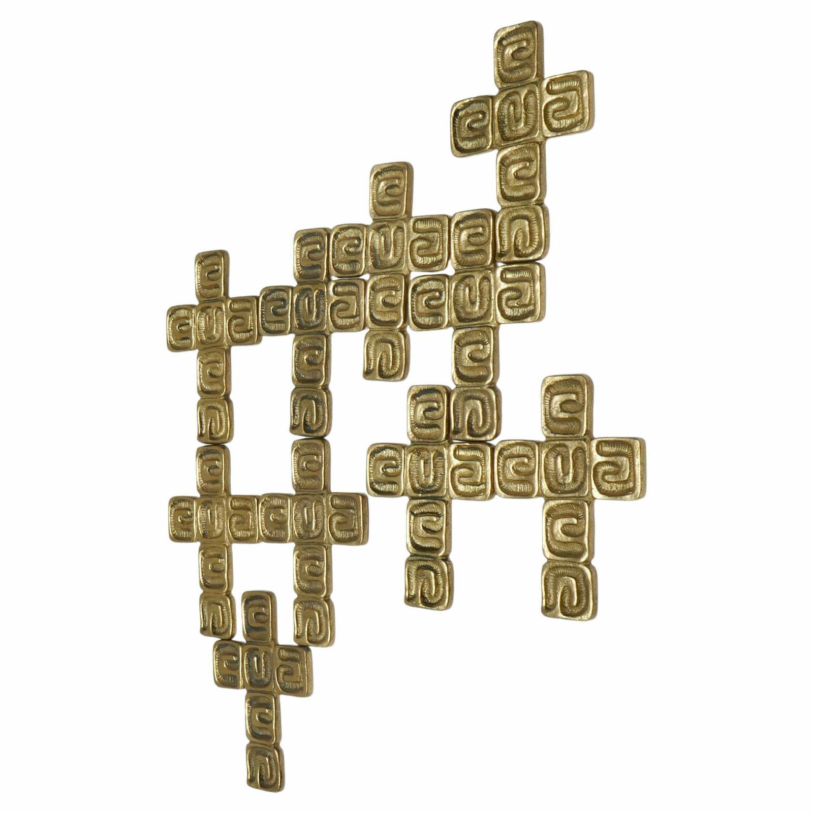 Set Of 10 Wall Brass Sculptures By Luciano Frigerio Italy 1970s