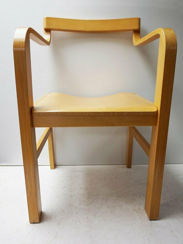 Dutch Plywood And Beech Armchair Attributed To Enraf Nonius For Delft, 1970s