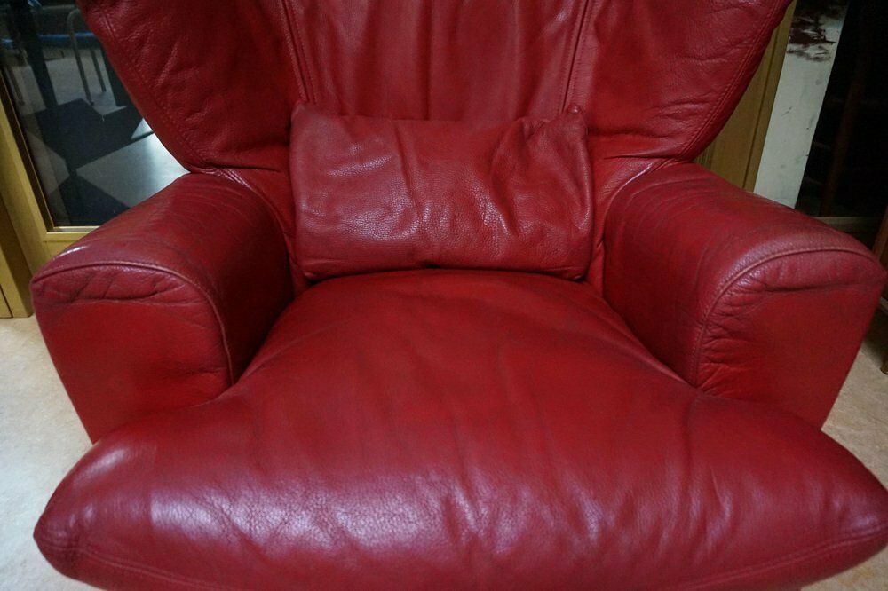 Large Red Leather Armchair By Calia Italia, 1990s photo furniture
