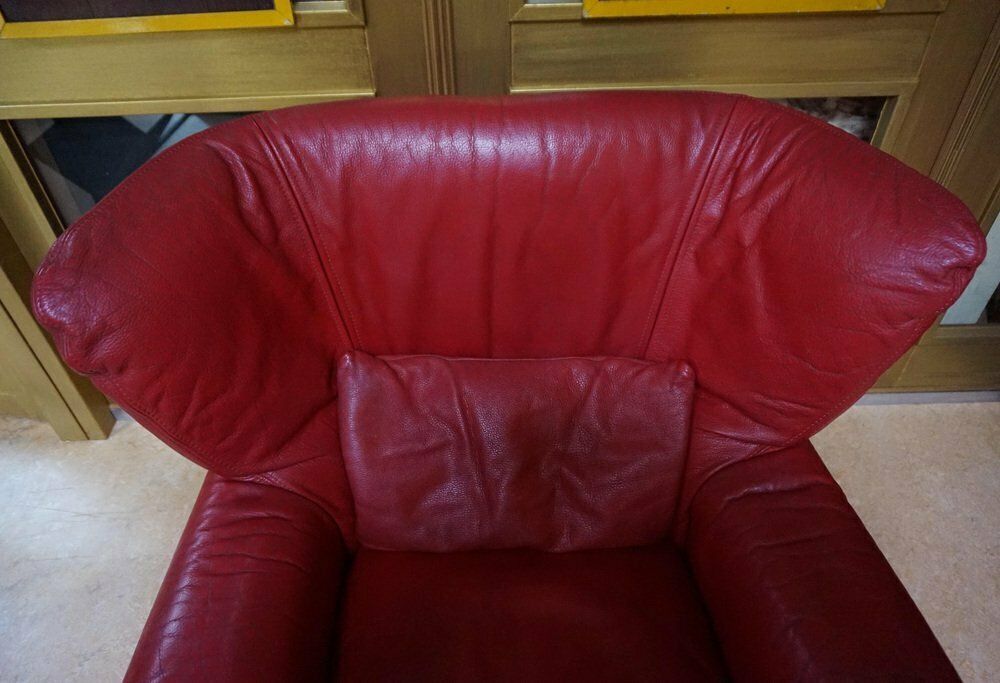 Large Red Leather Armchair By Calia Italia, 1990s photo for sale