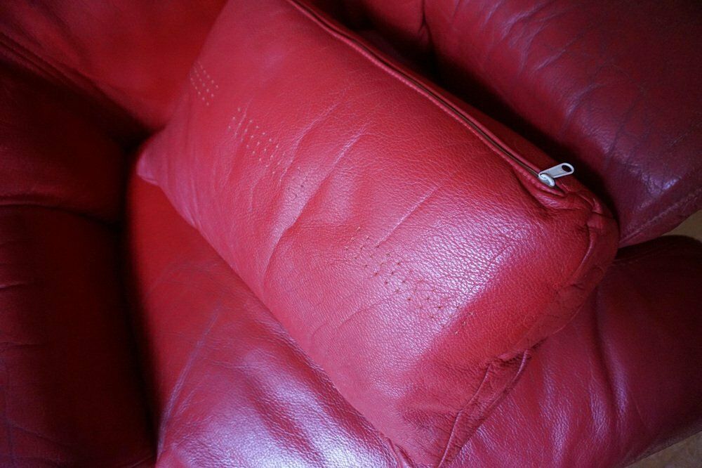 Large Red Leather Armchair By Calia Italia, 1990s photo buy