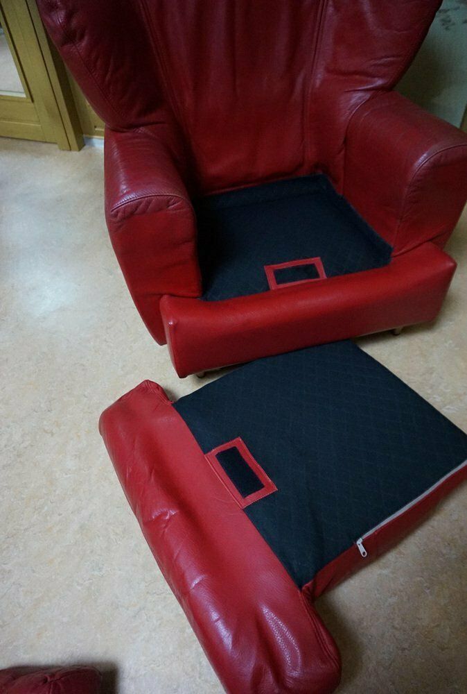 photo vintage Large Red Leather Armchair By Calia Italia, 1990s