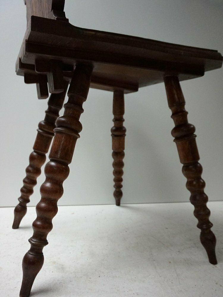 photo furniture 19th Century Swiss Black Forest Hand Carved Oak Side Chair With Standing Lion