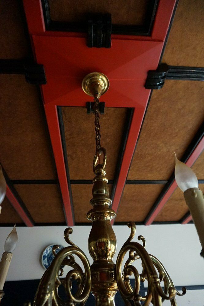 Dutch Colonial Rembrandt 5 Light Bronze Chandelier, 1870s photo vinterior