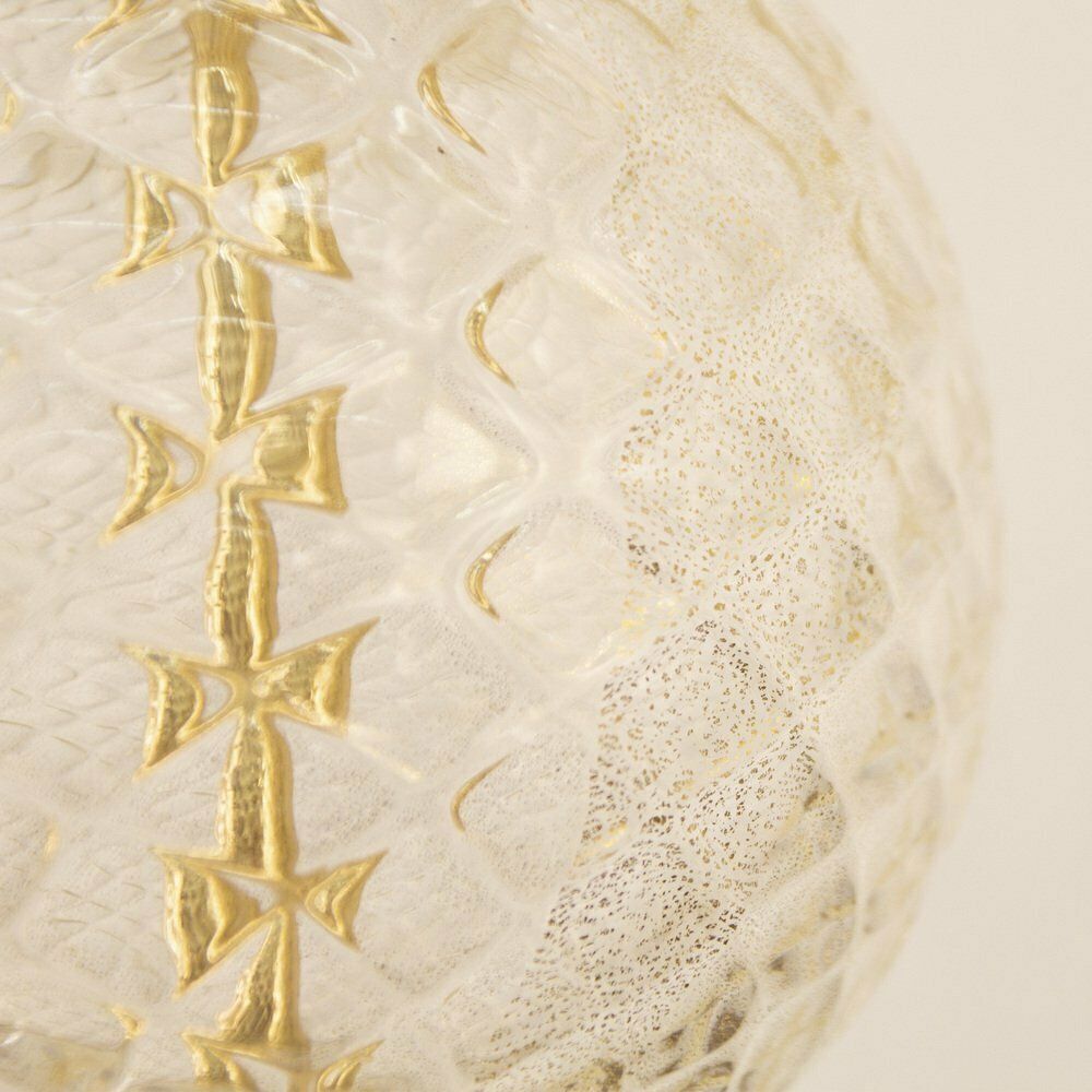 Silk White Murano Glass Table Lamp With Gold Leaf Decorations, Italy, 1980s photo vintage