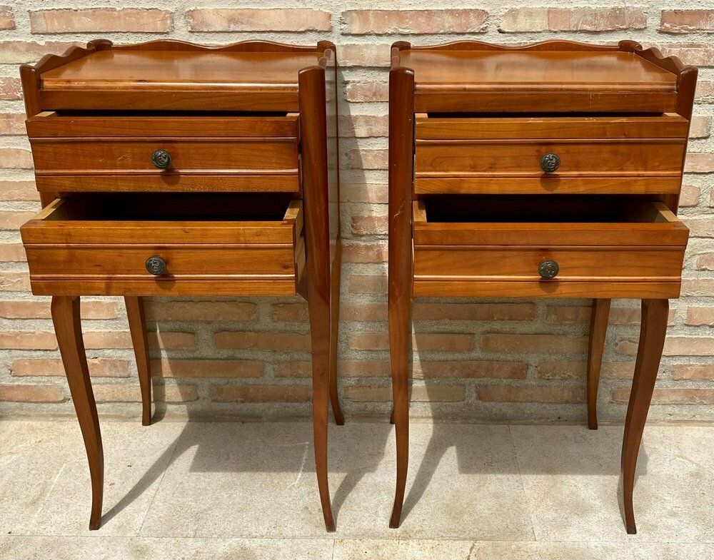 photo furniture French Bedside Tables With Cabriole Legs, 1950s, Set Of 2