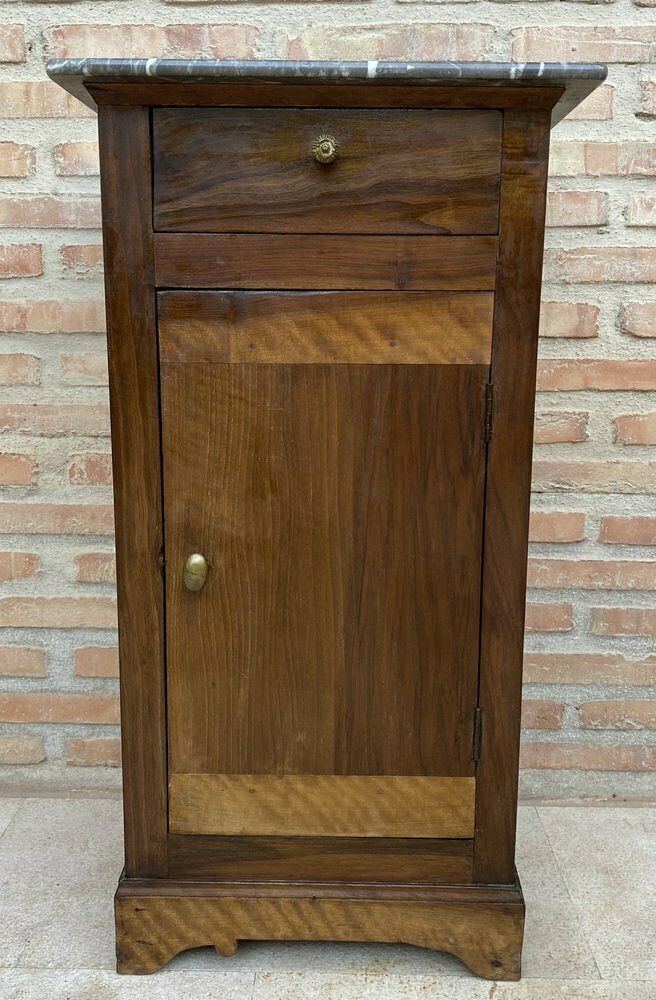 20th Century Biedermeier Nightstand With Marble Top & One Drawer & Door, 1900s photo furniture