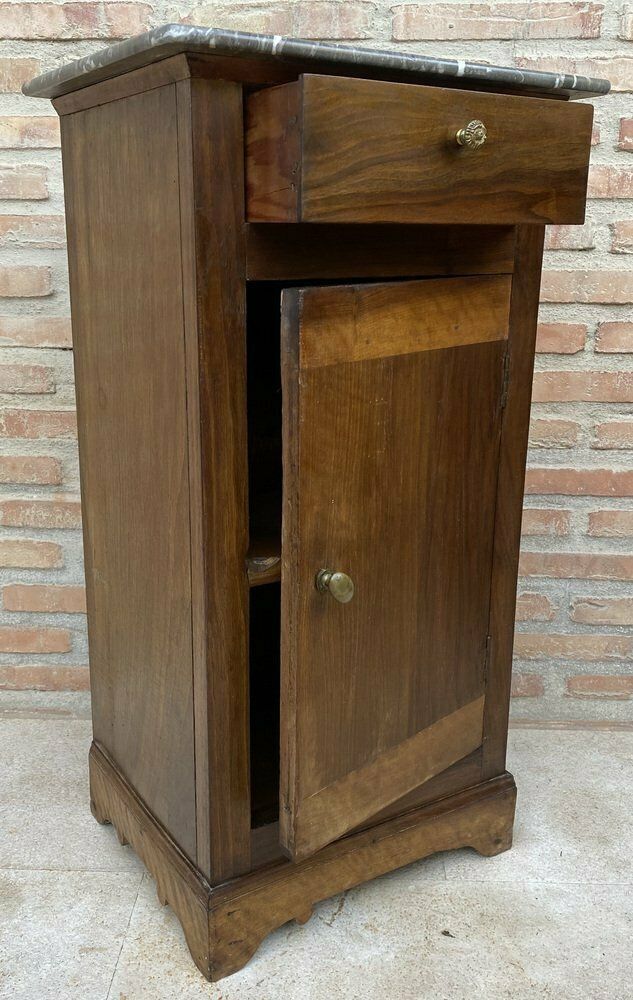 20th Century Biedermeier Nightstand With Marble Top & One Drawer & Door, 1900s photo buy