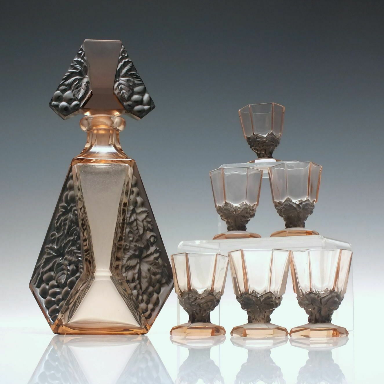 Art Deco Glass Decanter And Six Matching Glasses C1930 By Heinrich Hoffmann